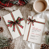 Christmas Red Green Plaid Coquette Bow Holiday 招待状