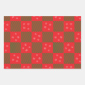 Christmas Red Green Plaid Pattern Snow Flakes  ラッピングペーパーシート (正面2)