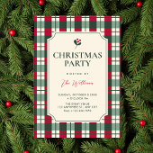 Christmas Red green plaid tartan pattern  招待状