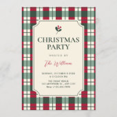 Christmas Red green plaid tartan pattern  招待状 (正面)