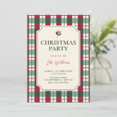 Christmas Red green plaid tartan pattern  招待状 (スタンド正面)