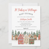 Christmas Red Green Takes A Village Baby Shower  招待状 (正面)