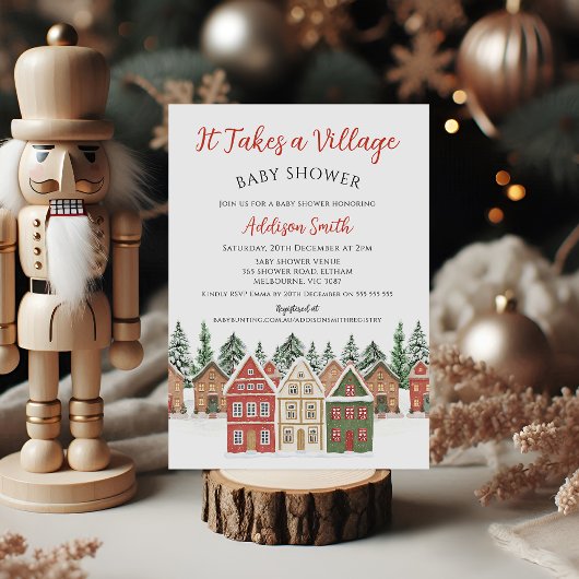 Christmas Red Green Takes A Village Baby Shower  招待状