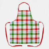 Christmas Red Green White Flannel Plaid Design  エプロン (正面)