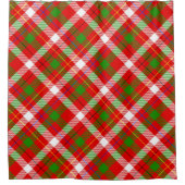 Christmas Red Green White Flannel Plaid Design  シャワーカーテン (正面)