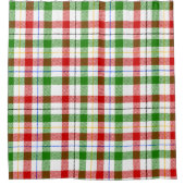 Christmas Red Green White Flannel Plaid Design  シャワーカーテン (正面)