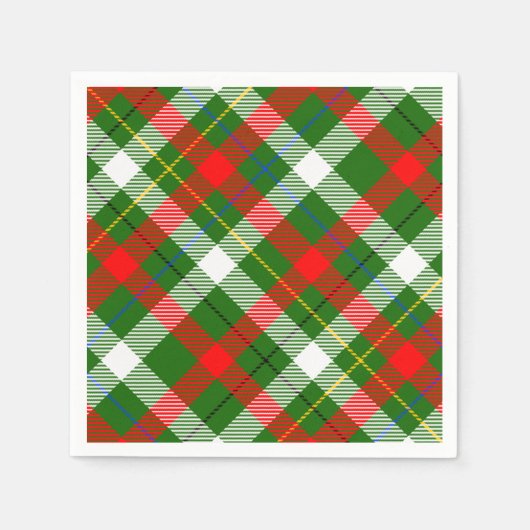 Christmas Red Green White Flannel Plaid Design  スタンダードカクテルナプキン (正面)