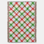 Christmas Red Green White Flannel Plaid Design  スローブランケット (正面縦)