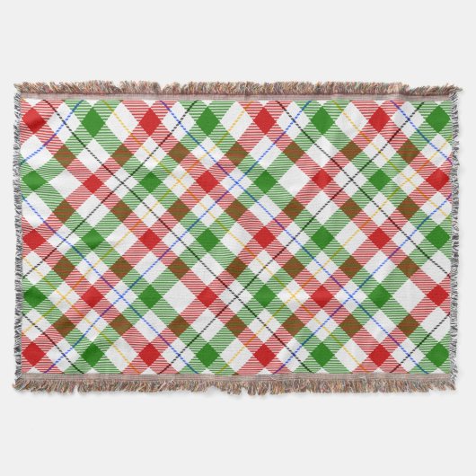 Christmas Red Green White Flannel Plaid Design  スローブランケット (正面)