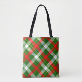 Christmas Red Green White Flannel Plaid Design トートバッグ (正面)