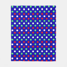 Christmas - Red, Green & White Polka Dots Pattern  フリースブランケット