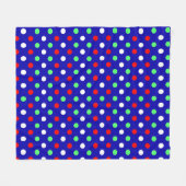 Christmas - Red, Green & White Polka Dots Pattern  フリースブランケット (正面(横))