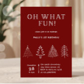 Christmas Red Hand Drawn Birthday 招待状