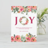 Christmas Red Joy Floral Wreath Botanical  シーズンカード (スタンド正面)