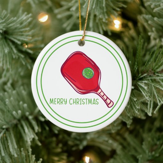 Christmas Red Pickleball Paddle Design Festive セラミックオーナメント (ツリー)