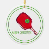 Christmas Red Pickleball Paddle Design Festive セラミックオーナメント (正面)