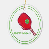 Christmas Red Pickleball Paddle Design Festive セラミックオーナメント (左)
