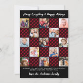 Christmas Red Plaid Custom Patchwork Photo Collage シーズンカード (正面)