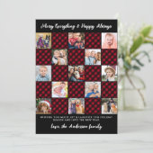 Christmas Red Plaid Custom Patchwork Photo Collage シーズンカード (スタンド正面)
