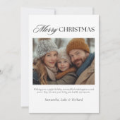 Christmas Red Plaid Family Photo Holiday Card シーズンカード (正面)