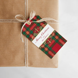 Christmas Red Plaid Happy Holiday Gift Tag  ギフトタグ