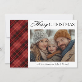 Christmas Red Plaid Photo Holiday Card シーズンカード