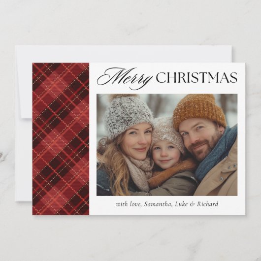 Christmas Red Plaid  Photo Holiday Card シーズンカード (正面)