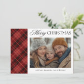 Christmas Red Plaid  Photo Holiday Card シーズンカード (スタンド正面)