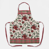 Christmas Red Poinsettia Floral エプロン (正面)