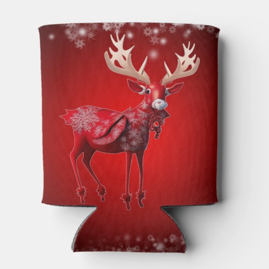 Christmas Red Reindeer Winter Holidays 缶クーラー (裏面)