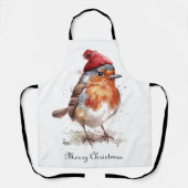 Christmas Red Robin、カスタマイズ可能 エプロン (正面)