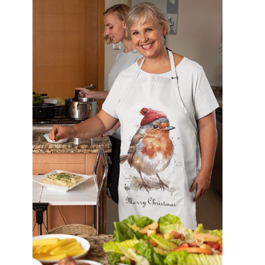 Christmas Red Robin、カスタマイズ可能 エプロン