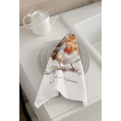 Christmas Red Robin、カスタマイズ可能 キッチンタオル