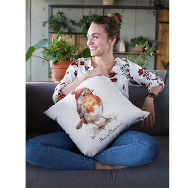 Christmas Red Robin、カスタマイズ可能 クッション