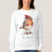 Christmas Red Robin、カスタマイズ可能 スウェットシャツ (正面)