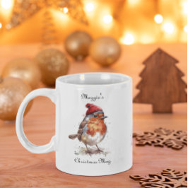 Christmas Red Robin、カスタマイズ可能 ツートーンマグカップ