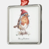 Christmas Red Robin、カスタマイズ可能 メタルオーナメント (左)