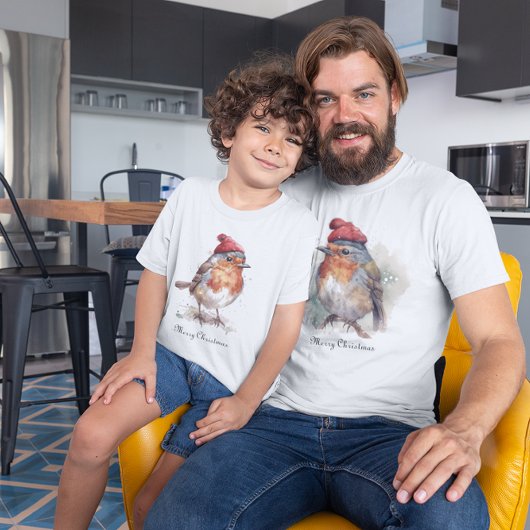 Christmas Red Robin、カスタマイズ可能 Tシャツ