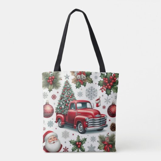 Christmas Red Truck and Santa Pattern  トートバッグ (裏面)