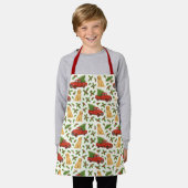 Christmas Red Truck Pattern Kids  エプロン (着用した状態)