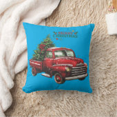 christmas, red, truck, vintage, クッション (ブランケット)