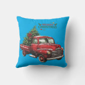 christmas, red, truck, vintage, クッション (裏面)