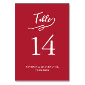 Christmas Red Wedding Table number Card テーブルナンバー (裏面)