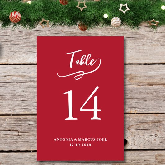 Christmas Red Wedding Table number Card テーブルナンバー