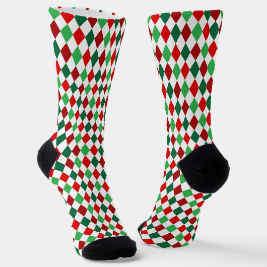 Christmas Red, White and Green Argyle ソックス (傾斜あり)