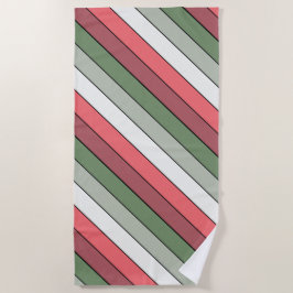 Christmas Red White Green Color On Textured Paper ビーチタオル