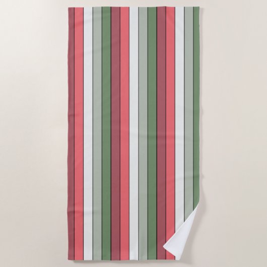 Christmas Red White Green Color On Textured Paper ビーチタオル (正面)
