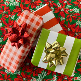 Christmas Red White Green Stripe and Gingham 3 set ラッピングペーパーシート