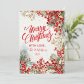 Christmas Red Winter Berries シーズンカード (スタンド正面)