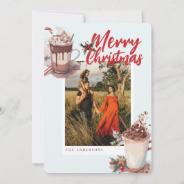 Christmas Red Winter Hot Cocoa Coffee Holiday Card シーズンカード